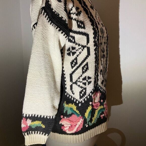 Rebecca Stone Vintage 80’s Knit Floral Sweater, Medium - Picture 10 of 14